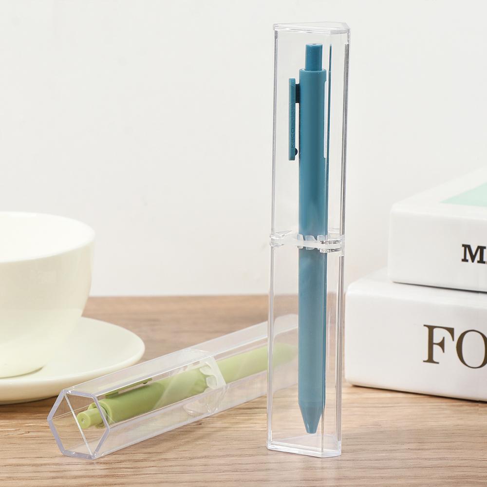 Gift Solid Color Transparent Pen Storage Case Pen Box School Office Supplies