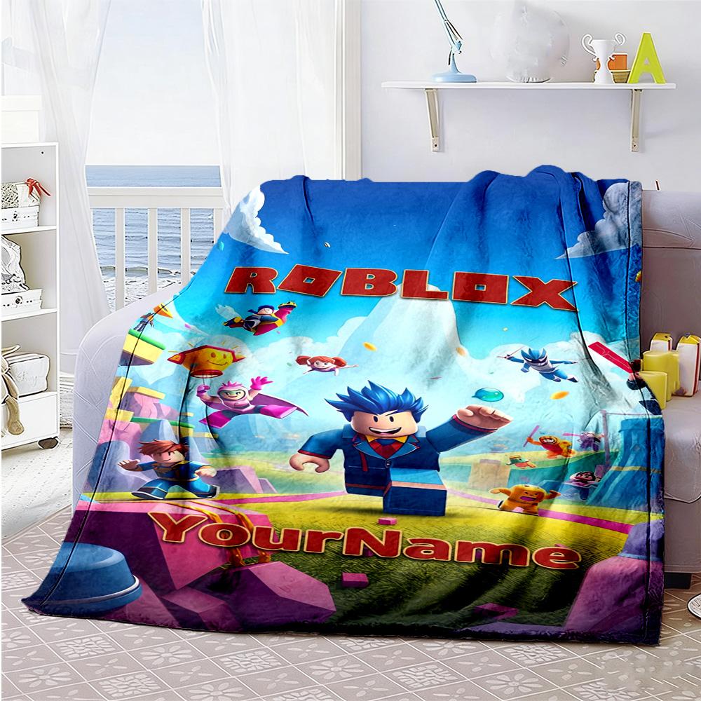 Roblox 176 Personalized Text Blanket Throw Personalized Blanket Durable Comfort Versatile for Picnics Bed Chair Seaside Four Seasons Multipurpose
