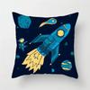 Cartoon Astronaut & Rocket Spaceship Pillow Cover Decor Space Theme Cushion Case for Sofa Bedroom, Galaxy Print  Pillow Cover