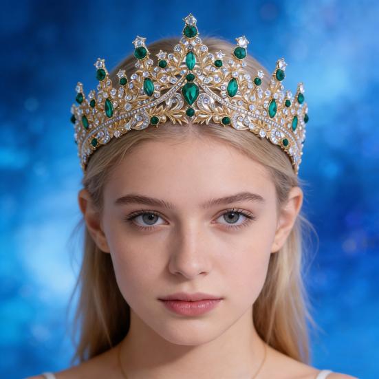 Женская Корона Искрящиеся Стразы Инкрустированная Свадебная Диадема Надежная Фиксация Легкая Корона Принцессы с Изогнутыми Концами Шпильки Аксессуары для Волос