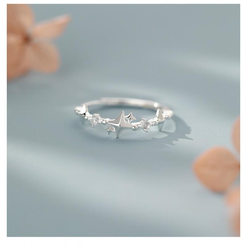 Adjustable Star Ring Women Minimalist Fashion Jewelry With Zirconia Accents Elegant Sweet Daily Wear