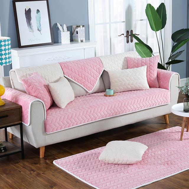 Minimalist Modern Living Room Sofa Mat Plush Dustproof Sofa Cover Household Winter Plush Comfortable and Anti Slip Seat Cushion
