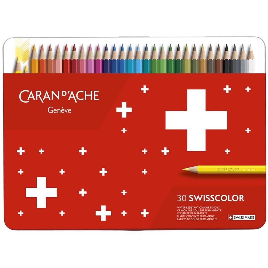 Набор цветных карандашей Caran Swiss Color из 30 цветов в банке Can d'Ache 1284-730 на масляной основе