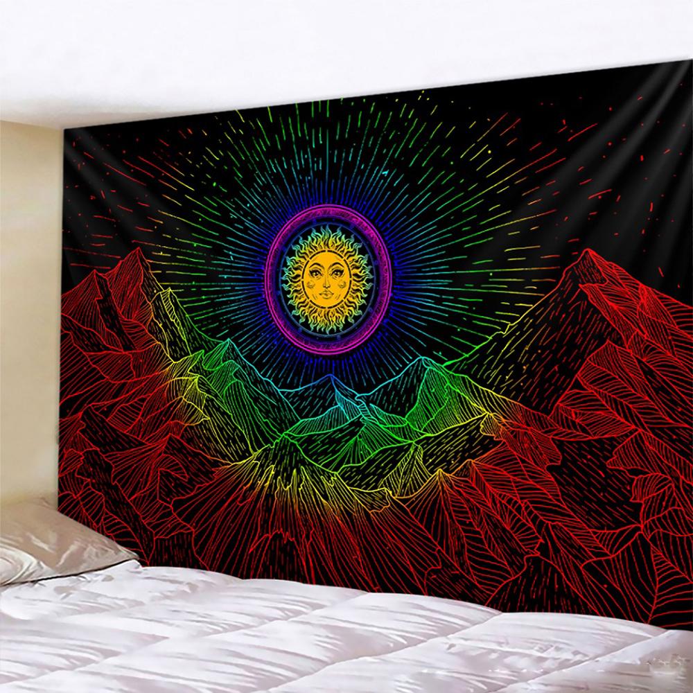 Mandala Black and White Sun and Moon Tapestry Mystical Witchcraft Divination Wall Hanging Hippie Wall Hanging Home Decoration