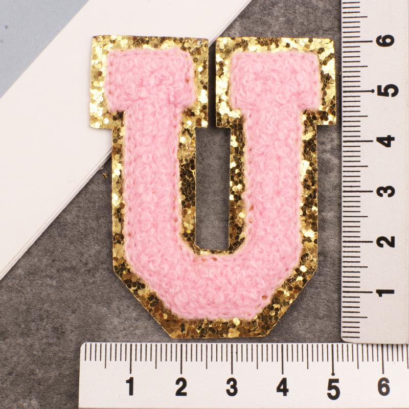 Алфавит 26 букв блестки синель для одежды сумки куртка розовый швейные принадлежности декор