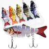 Lixada 5pcs Bass Fishing Lures 4 Inch 6 Segment Multi Jointed Swimbait Lifelike Sinking Bait