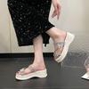 Fashion Fairy Style with Skirt Muffin Platform Slippers 2025 Summer New High-end Outer Wear Rhinestone Sandals