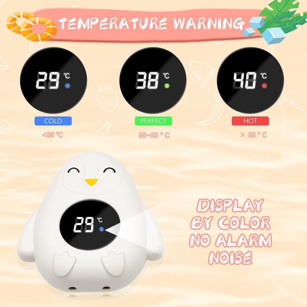 Термометр для детской ванны, цифровой термометр для воды, детский термометр со светодиодной сигнальной лампой, функция предупреждения о температуре