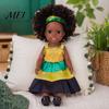 Toddler Toys for Imaginative Play 14 Inch Black Doll with Afro Hair, Soft Vinyl Posable African American Dolls Curly Hair Kids, Dress Up Fashion
