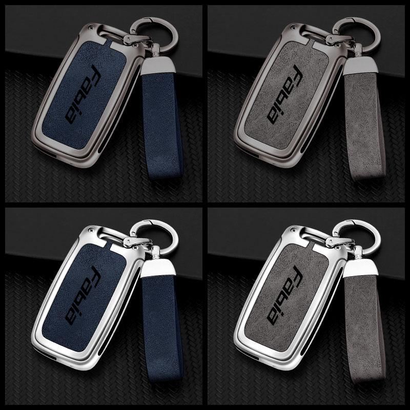 AAAJC1 Zinc Alloy Car Remote Control Key Case Cover Holder Shell Fob for Skoda FABIA Protection Key Chain Buckle Keyless Accessories