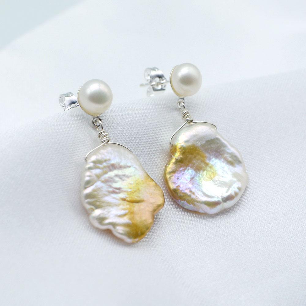 Classic Women Earrings Natural Freshwater Pearl Stud Earrings Irregular Shape Baroque Handmade Jewelry Fashion Jewelry Gift