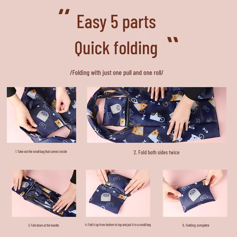 Большая милая мультяшная экологичная складная хозяйственная сумка-тоут