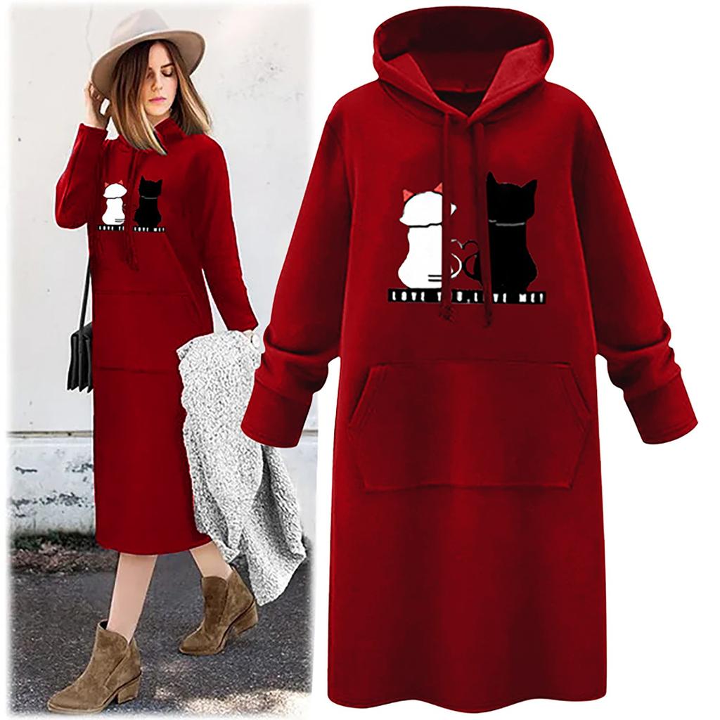 Hoodies For Women Casual Loose Pocket Long Sleeve Fashion Style Comfy Sweatshirts Pullover  Dress