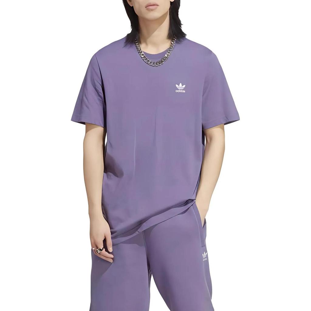 Adidas Originals T Shirts Men's Technology Purple Crew Neck Moderate Straight Fit (Unisex) T-Shirts IA4868