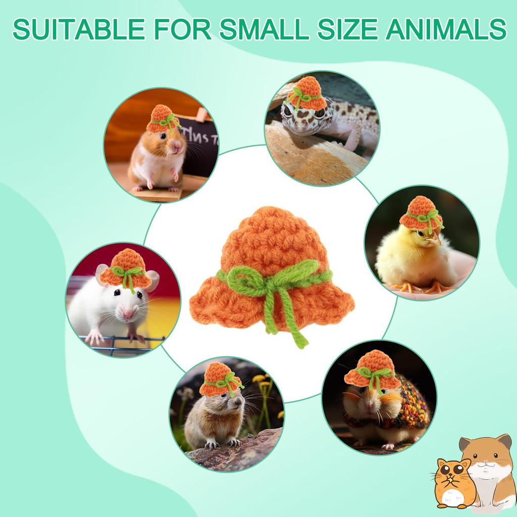 Party Clothes Accessories Mini Hamster Hats with Adjustable Strap Knitted Guinea Pig Hats