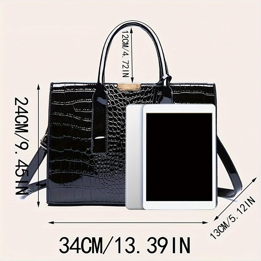 Элегантная сумка-тоут с узором под крокодила, роскошная сумка с верхней ручкой, кошелек из искусственной кожи для женщин