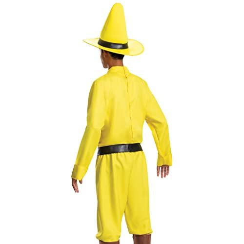 Disguise Uni Adult Men's Yellow Hat Costume, Official Curious George and Hat Costume, Adult Size, See Picture, One Size Small