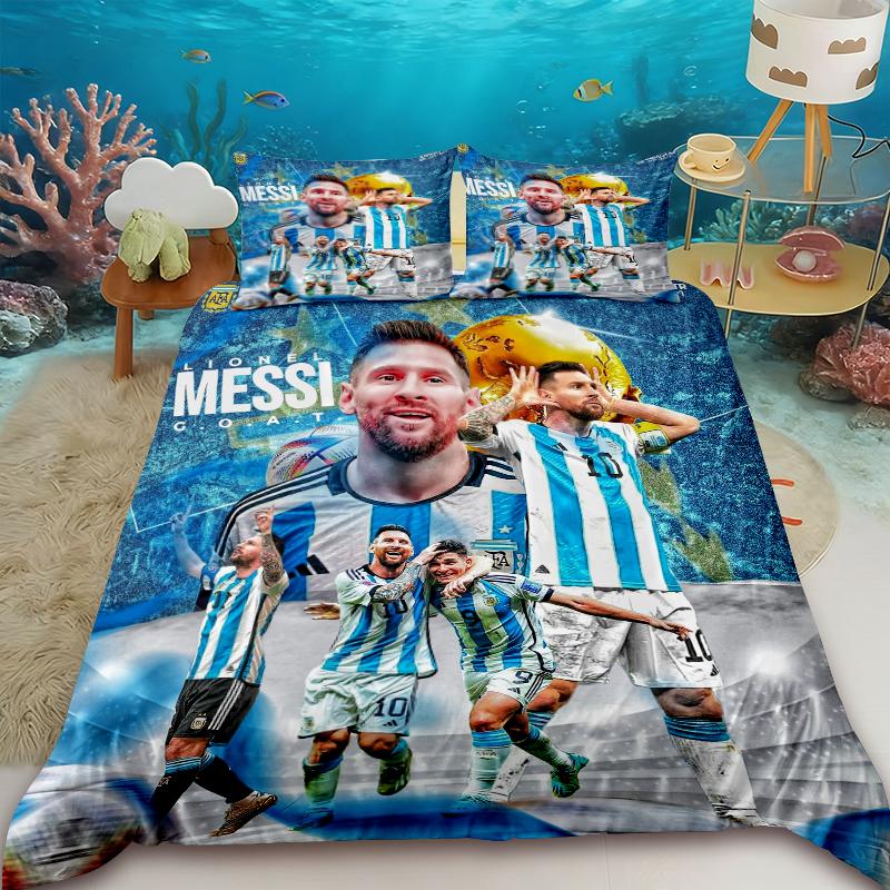 Duvet Cover Juego De Cama Lionel Messi, Juego Funda Nórdica Estrella De Fútbol, Juego Funda Edredón Doble Tamaño Para Decoración