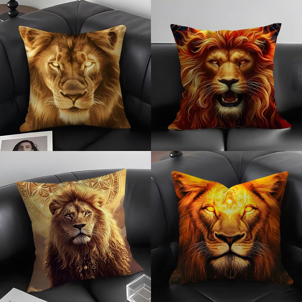 Lion Cool Cushion Cover Pillowcase Ultra Soft Skin Friendly Fabric Cloud Like Comfort Concealed Zipper