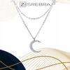 Chain Pr 925 Moon Stars Double Zircons Crystal Pendant