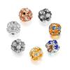 30pcs/lot Copper Plated Glass Rhinestone Ball Bead Imitate Crystal Round Spacer Loose Beads For Bracelet Jewelry Making Supplies