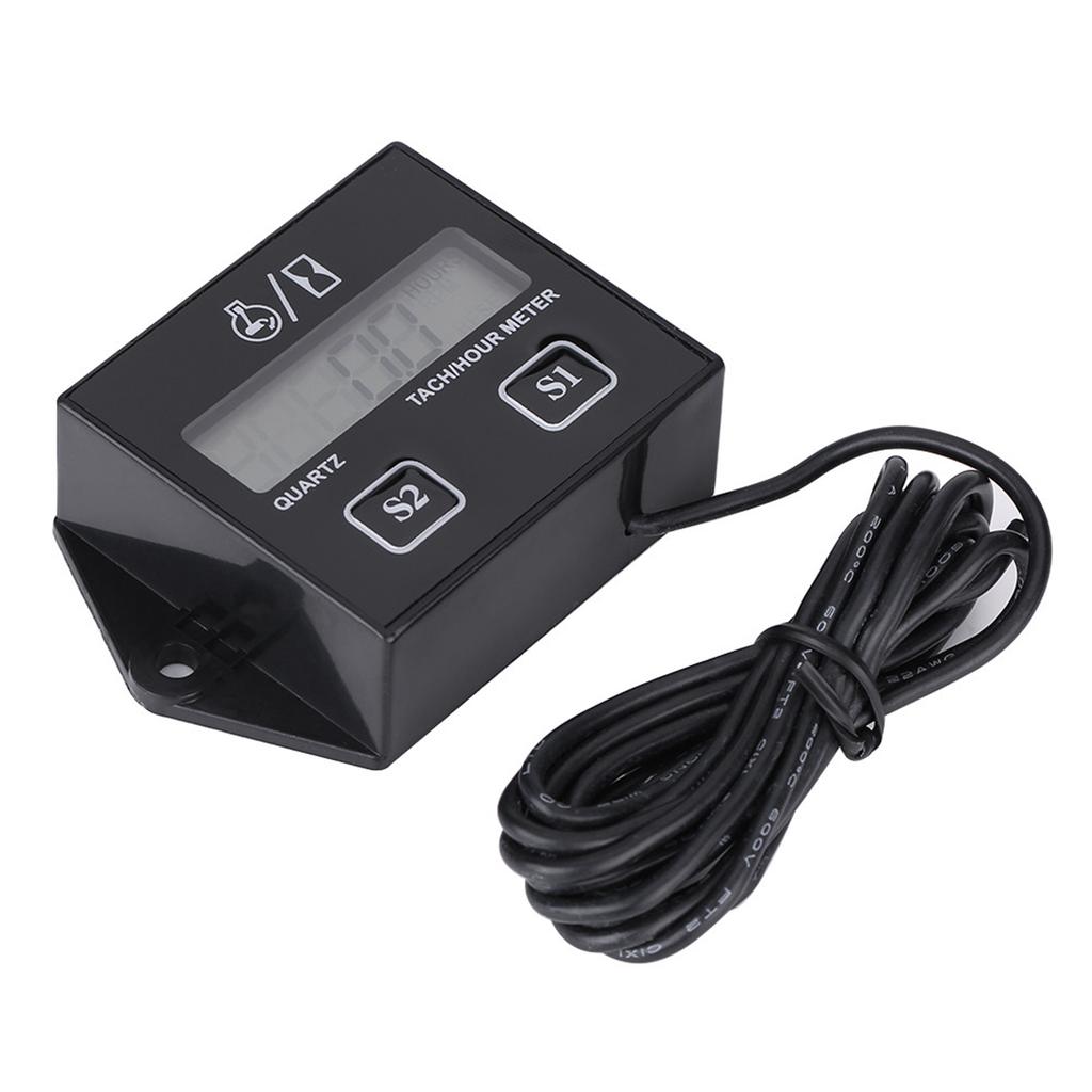 LCD Digital Tachometer Tach/Hour Meter Gauge RPM Tester for 2/4 Stroke Gas Engine Motorcycle RPM Hour Gauge Tach Hour Gauge