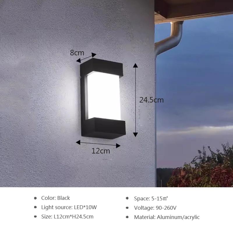 Modern LED Wall Lamp Garden Outdoor Waterproof Door Wall Lamp Courtyard Lamp Retro Living Room Bedroom Balcony Wall Light