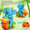 Baby Drumming Elephant Car Toy with Music Light Blowing Ball Infant Elephant Vehicle Early Educational Baby Crawling Musical Animal Car Toy