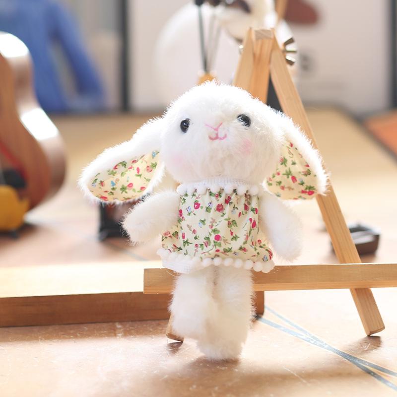 Cute Cute Floral Skirt Rabbit Pendant Plush Toy Doll Rabbit Bag Hanging Keychain Doll