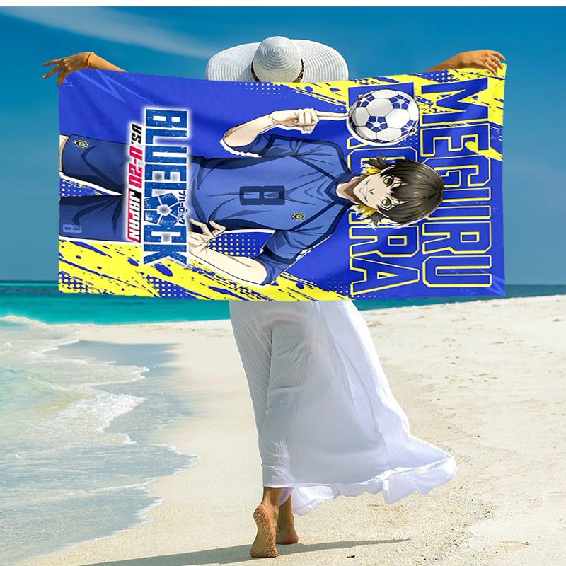 1pc Blue Lock U Japan Match Cartoon Quick Dry Microfiber Bath Towel for Swimming Surfing Camping Unisex Holiday. SJT720113