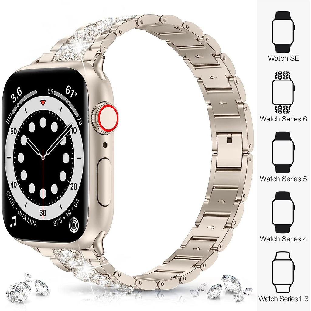 Классический сверкающий бриллиантовый ремешок для Apple Watch 40 мм 45 мм 44 мм 41 мм 42 мм 38 мм Металлический ремешок для IWatch Series 7 SE 6 5 4 Женский браслет