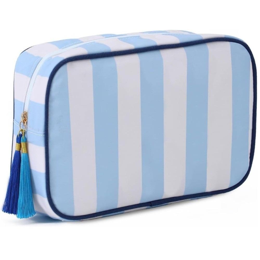Large Capacity Portable Cosmetic Bag Large Striped Makeup Bag Portable Pouch Girls