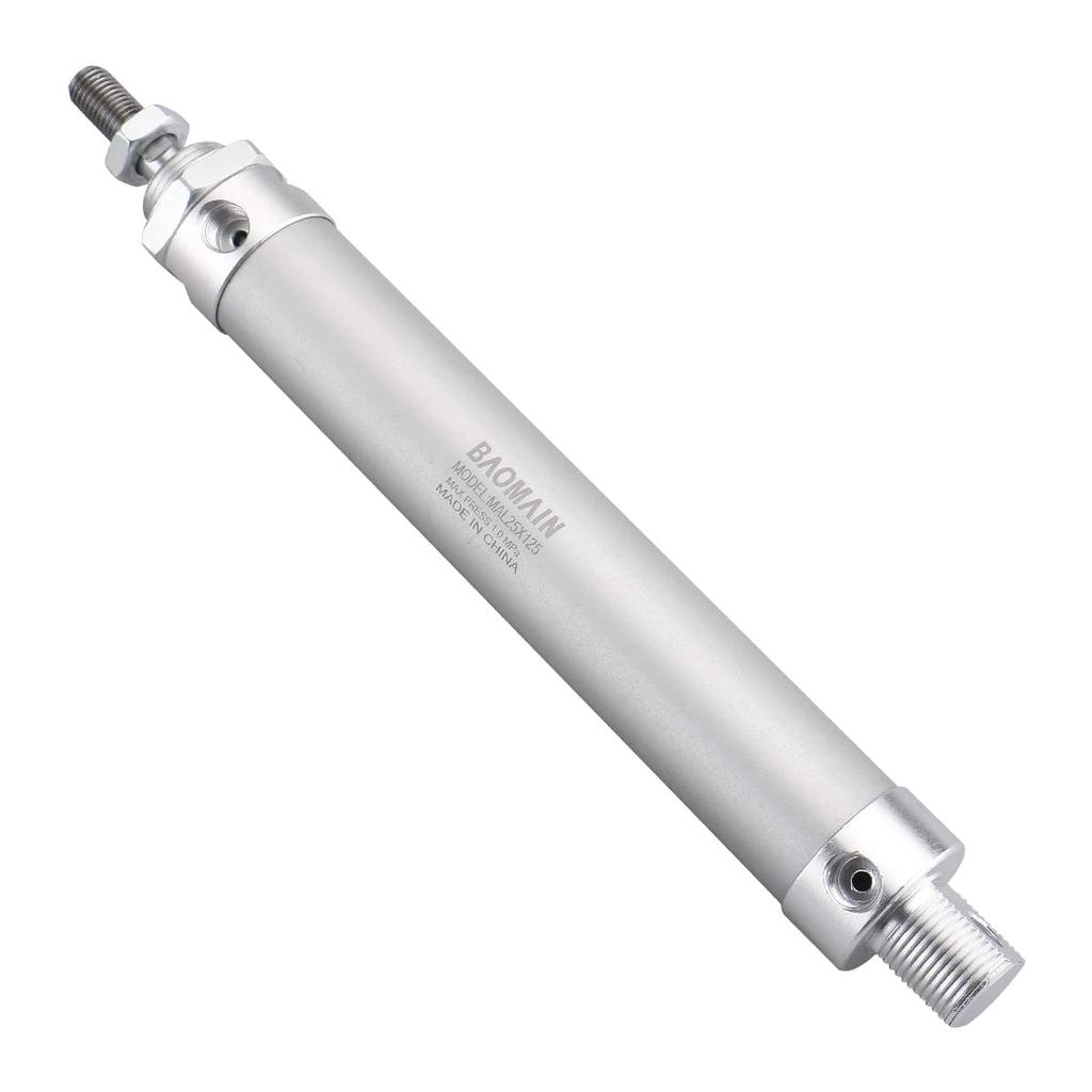 Baomain Pneumatic Air Cylinder MAL 20 X 125 Bore 0.79 Inch(20 mm),Stroke 4.92 inch(125mm),Single Rod Double Acting Stainless Steel Mini