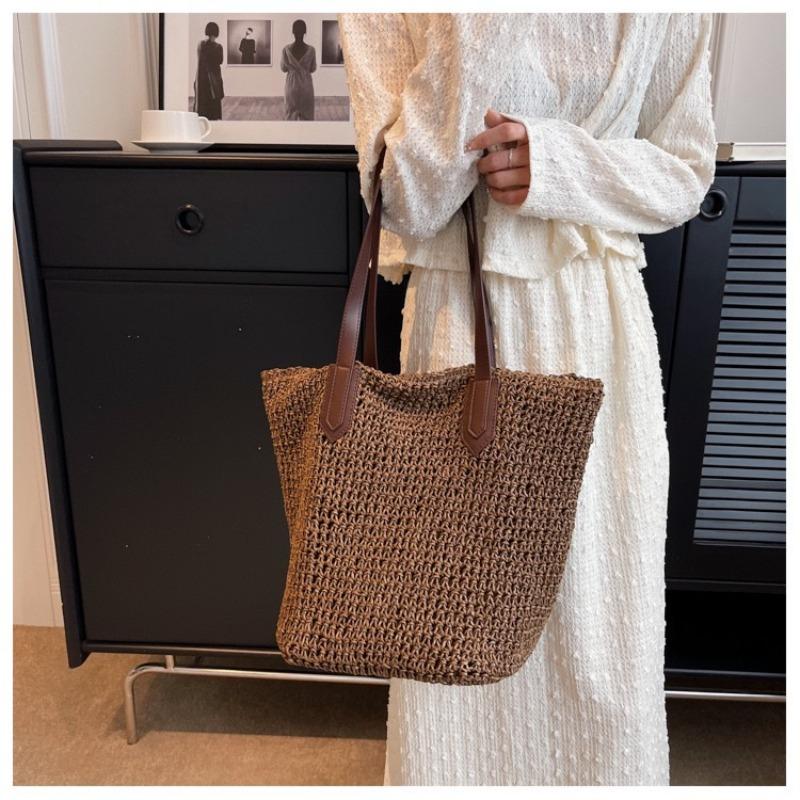 Новая летняя соломенная сумка на плечо соломенная сумка большой вместимости женская плетеная сумка отпуск пляжная сумка тоут женская сумка