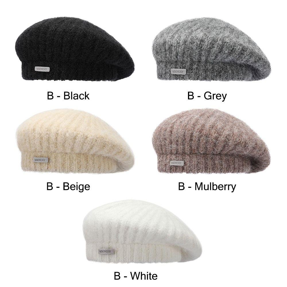 Женские береты во французском стиле, вязаные черные береты, модная французская шляпа для женщин