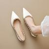 Французский темперамент остроносые одинарные туфли женские плоские неглубокие заклепки вечерние вечерние ветреные мягкие женские туфли