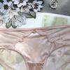 Women's Simple Breathable Sexy Satin Patchwork Mesh Low Waist Comfortable Antibacterial Briefs Underwear