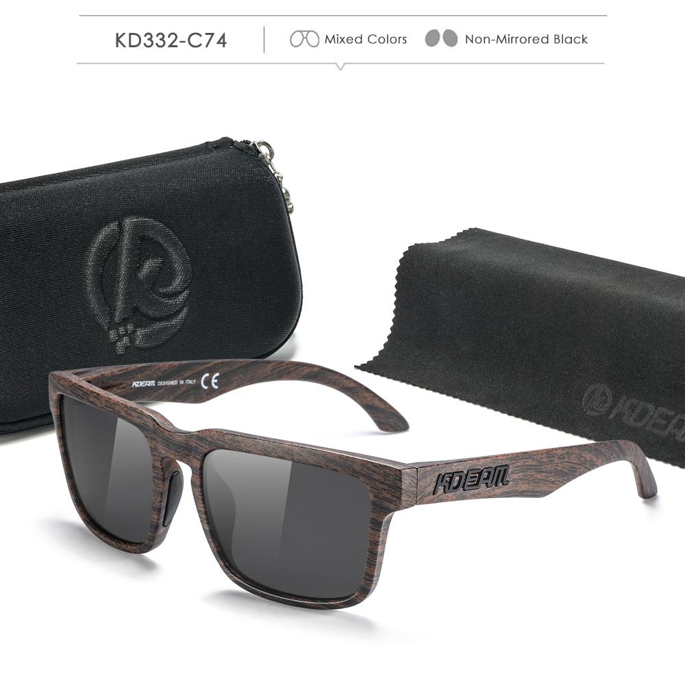 KDEAM Square Style Polarized Sunglasses For Men And Women Medium Size Overall Width 145mm Outdoor Sun Glasses With Zippered Case