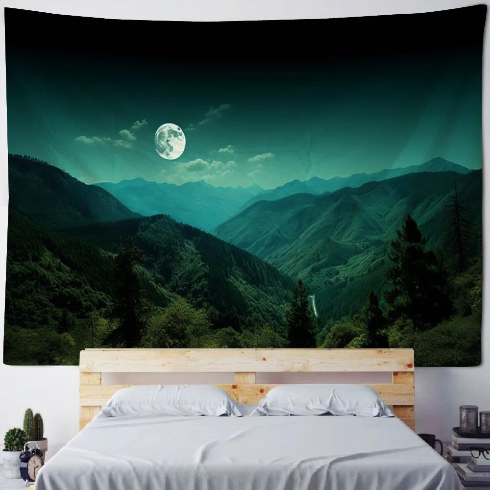 Outdoor Scenery Mountains and Rivers Tapestry Office Living Room Tapestry Home Wall Decoration Tapestry