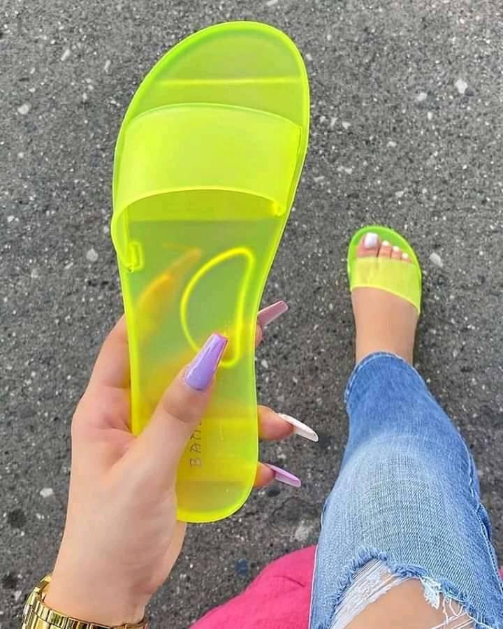 Woman's Sandals Sexy Summer Shoes Woman Slip On Fashion Slides Ladies Transparent Flats Shoes Flat Flip Flop Beach Large Size 42