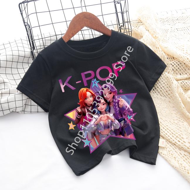 Girls KPOP Idol Group Print Short Sleeve Boys and Girls TShirt Cute Cartoon Graphic Tee Kids Summer Casual Top