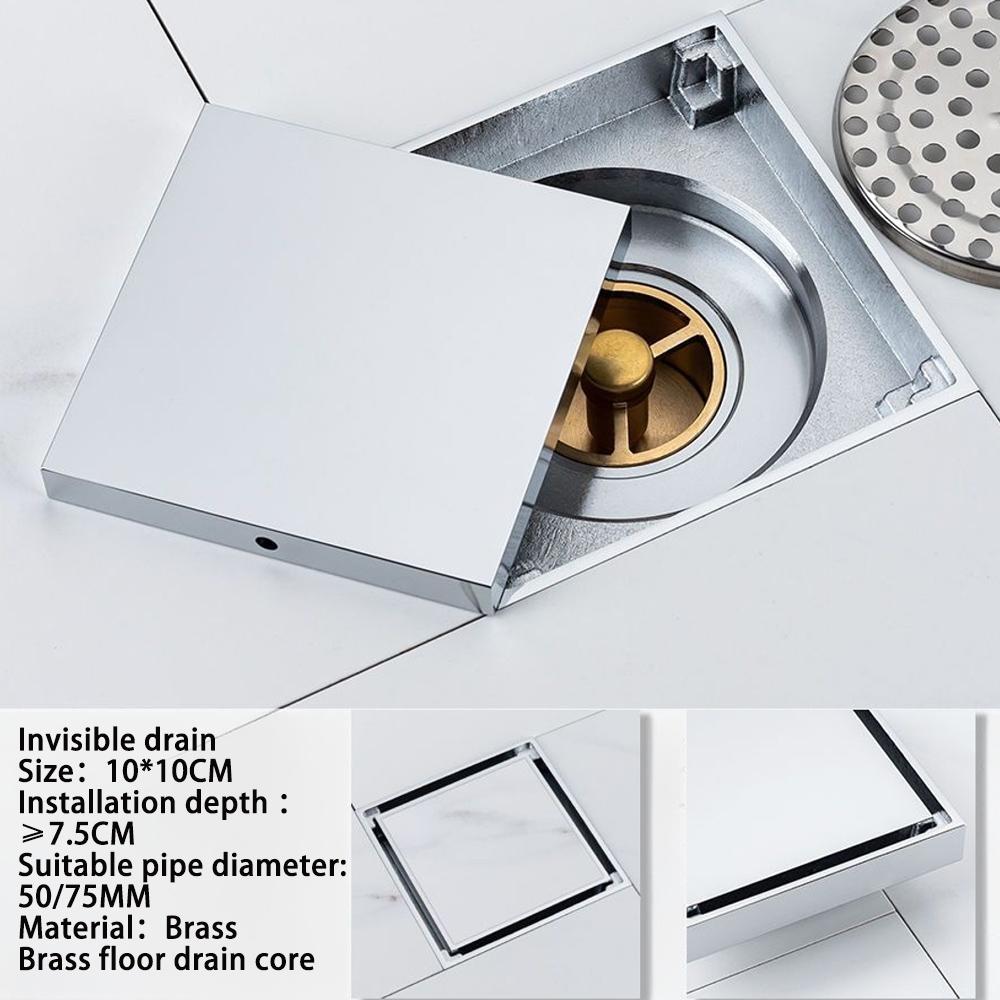 Chrome Plated Brass Floor Drain Trap Tile Insert Waste Grates for Bathroom and Kitchen Shower Strainer for Kitchen Sinks
