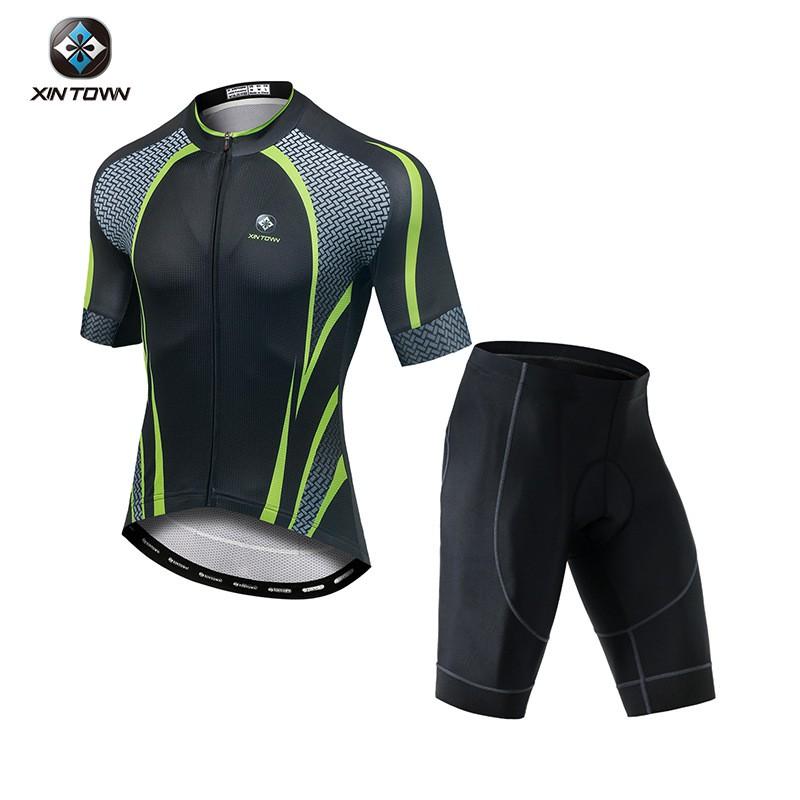 Mens Quick-Dry Cycling Jersey Shorts Set Road Bike Riding Sportswear