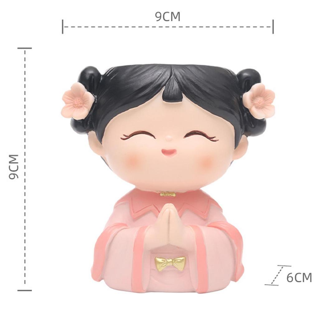 Head Planter Girl Figurine Ornament Flower Arrangement Container Cute Plant Pot