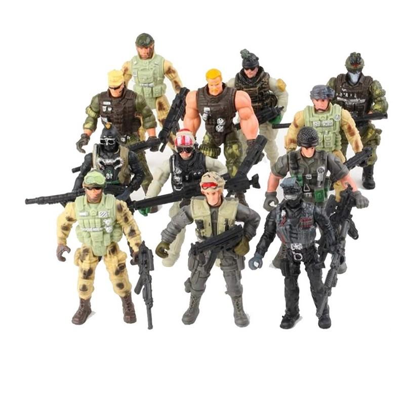 Военный Солдат Игрушечная Модель Симуляция Полицейская Фигурка Суставы Движущиеся С Оружием Сцены Украшения Подарки для Мальчиков 6шт/лот
