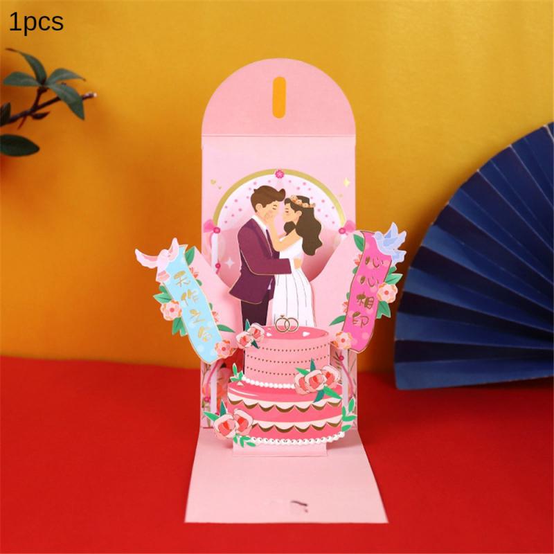 3D Three-dimensional Red Envelope Personalized Special-shaped Pull-out High-end Red Envelope For New Year Wedding Party Supplies