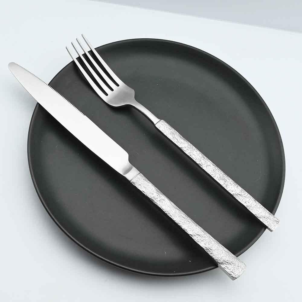 4 шт. высококлассный набор столового серебра 18/10, матовый набор столовых приборов из нержавеющей стали, серебряный набор столовых приборов, обеденный нож, вилка, ложка