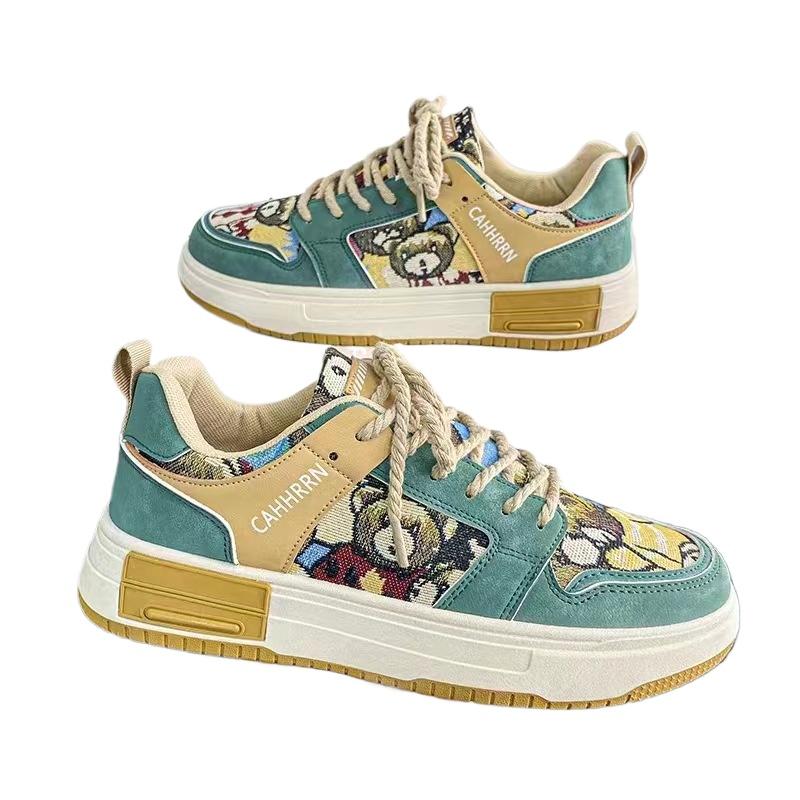 Модные мужские парусиновые туфли, новые кроссовки на платформе, модные туфли на шнуровке Bear Skate, мужские уличные универсальные повседневные туфли Tenis Masculino