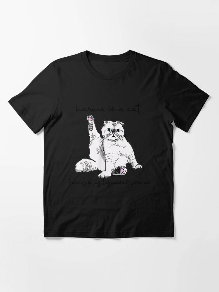 Карма — это кошка, мурлыкающая у меня на коленях, потому что любит меня Базовая футболка