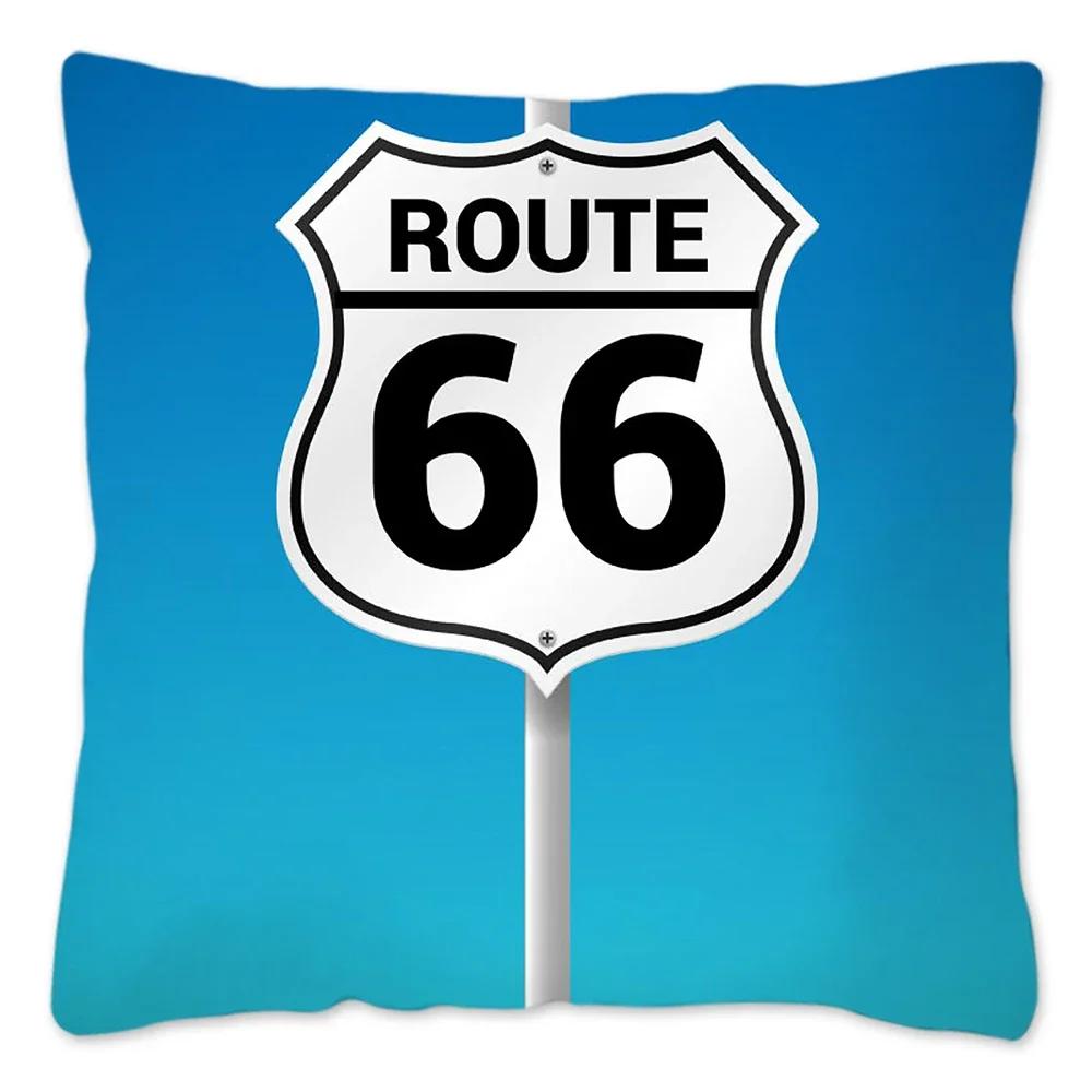 Наволочка Route 66 Retro, украшение для дома, полиэстер, наволочка для дивана, наволочка для автомобиля, натуральный пейзаж, Funda Cojin